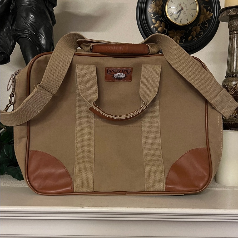 Lands’ End Canvas and Leather Weekender Bag w/Adjustable/Removable Strap